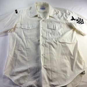 Vintage Creighton US Navy Official Uniform Shirt White Short Sleeve XL 17-17 5
